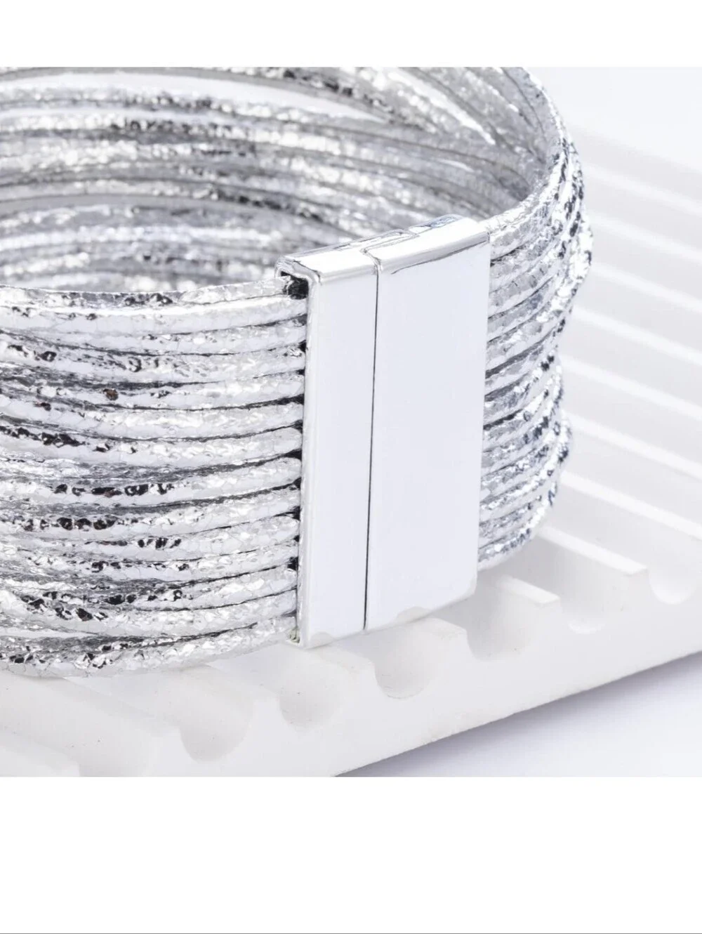 Silver Multi-Strand Wrapped Bangle Bracelet - Women's Jewelry